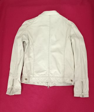 Cazadora biker piel blanca 38