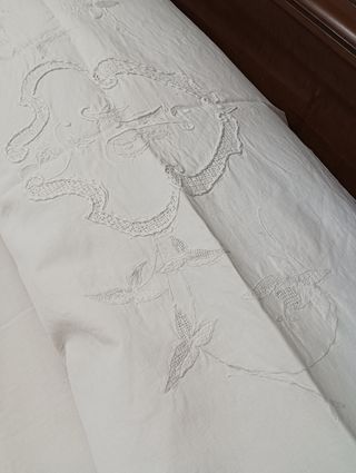 Sabana y almohada antiguas algodon