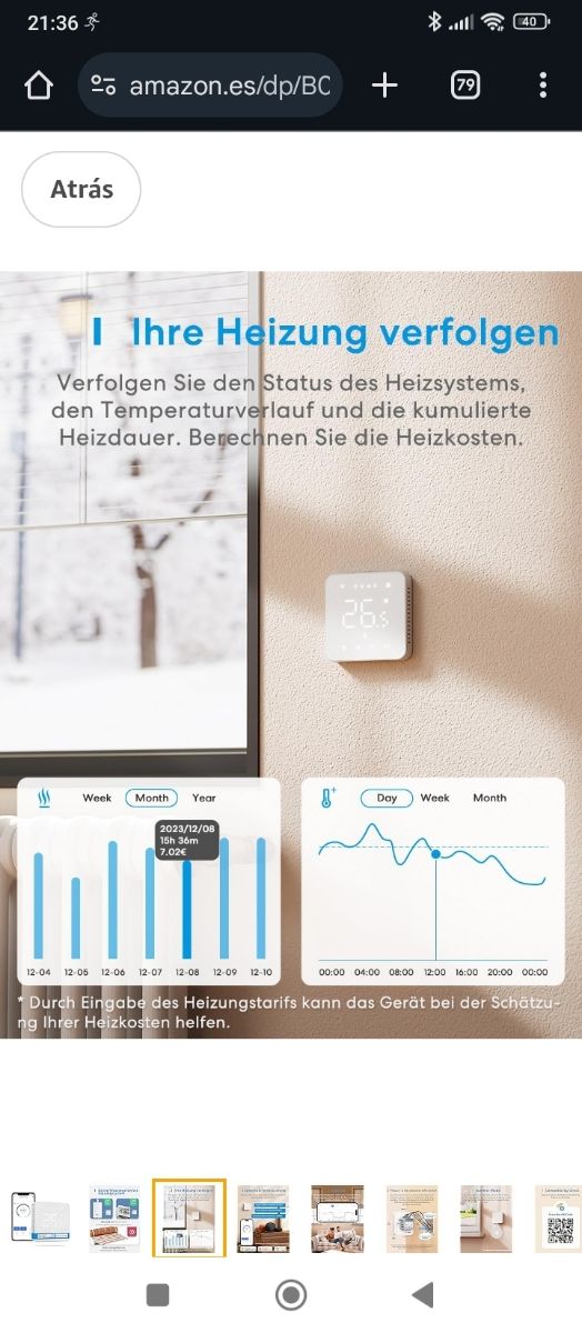 Termostato calefactor Meross Termostato Calefacció