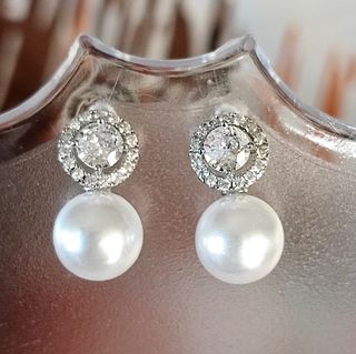 PENDIENTES DE CIRCONITA Y PERLA FANTASIA