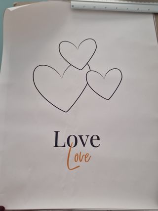 Tela stampa cuori e scritta Love