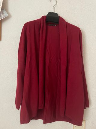 chaqueta Zara Knit punto burdeos 