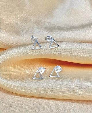Pendientes de plata, pirámide, aros