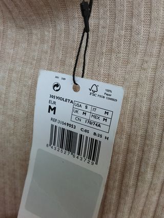 Falda punto fino mujer beige Violeta Mango M