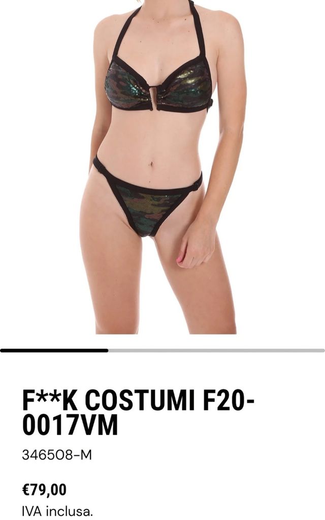Bikini camouflage in paillettes F**k
