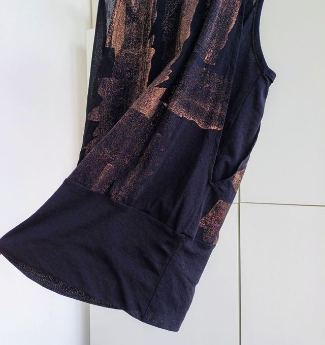 Regata Miro Jeans, preta e acobreado 