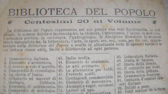 Libretto antico anni '20 "Biblioteca del popolo"