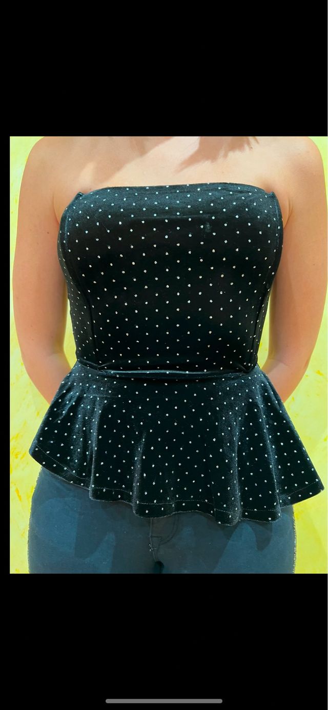 Top negro terciopelo Bershka talla XS