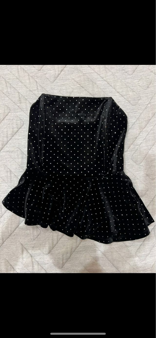 Top negro terciopelo Bershka talla XS