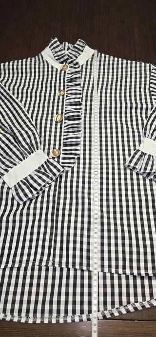 Camisa cuadro vichy negro con elastano 