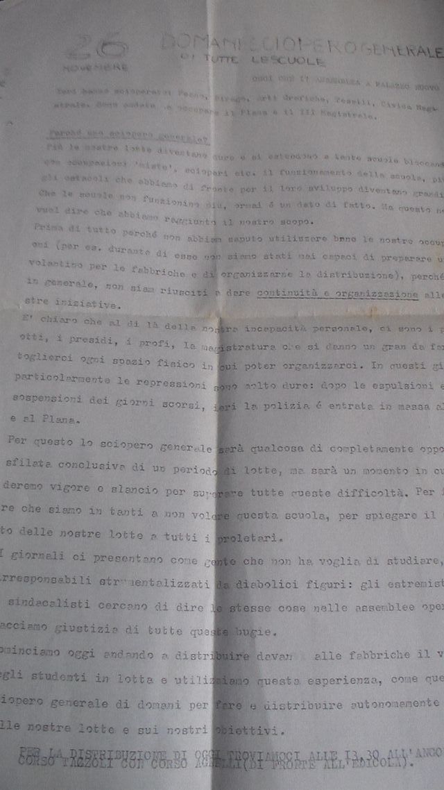 Volantini lotte studentesche '68 (prezzo unit.)