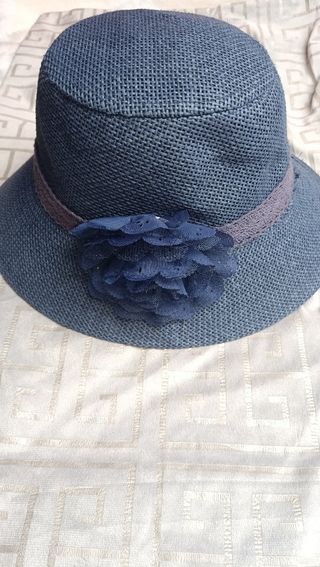 Sombrero de verano Azul con flor