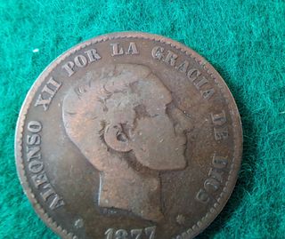 Moneda 10 centimos Alfonso XII 1877