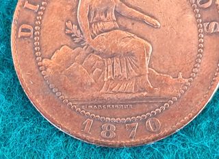 moneda 10 centimos 1870 Gobierno Provisional