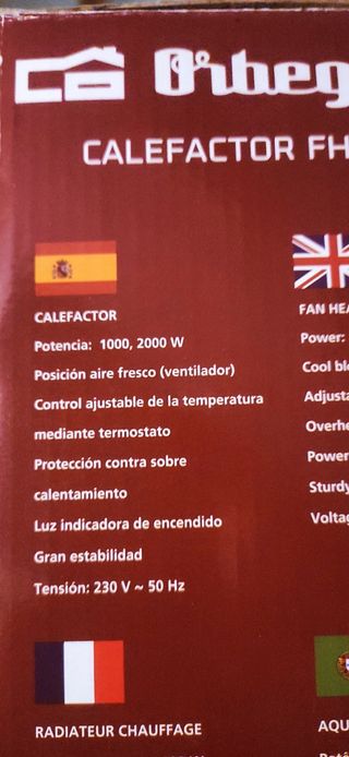 Calefactor ventilador Orbegozo. Cómo nuevo