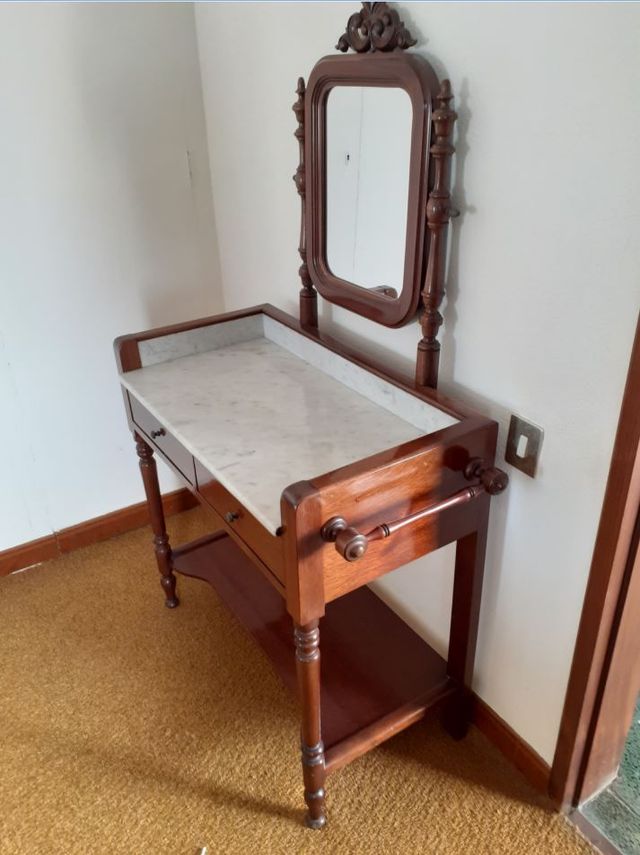 MUEBLE LAVABO DE MADERA NOBLE CON ESPEJO