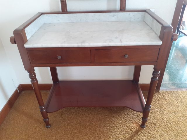 MUEBLE LAVABO DE MADERA NOBLE CON ESPEJO