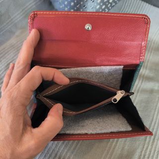 Monedero cartera de piel y ante