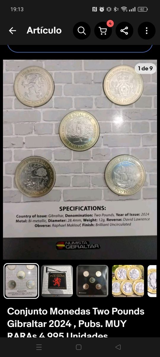 Conjunto monedas 2 pounds Gibraltar 2024