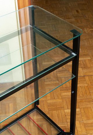 Mesa auxiliar metal negro y cristal