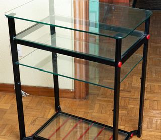 Mesa auxiliar metal negro y cristal