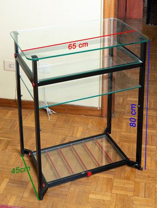 Mesa auxiliar metal negro y cristal