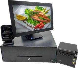 Moderno TPV HP con pantalla tactíl a bajo p