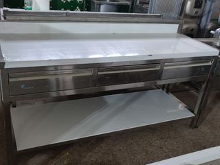 MESA ACERO INOX CON CAJONES 1'8M