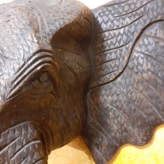 cabeza de elefante tallada en madera