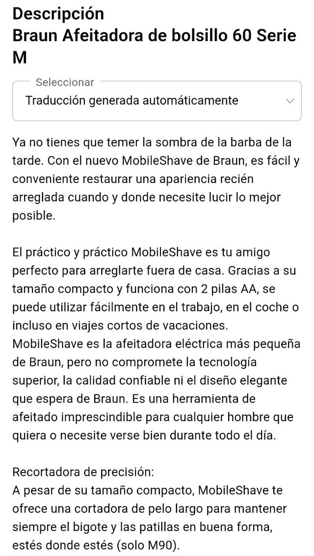 Afeitadora Braun portátil m60