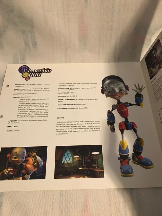 P3K Pinocho 3000 . Ficha tecnica Filmax