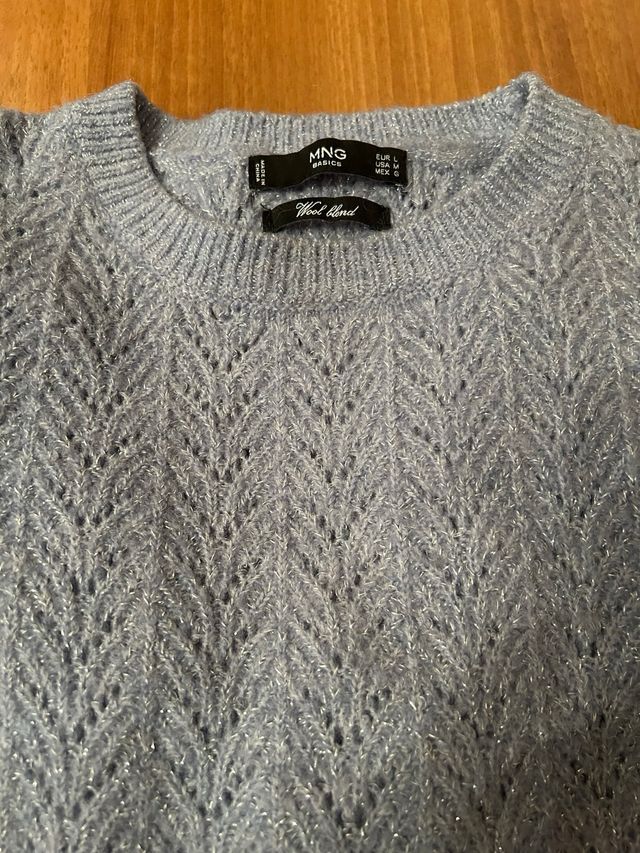 Jersey calado azul lurex