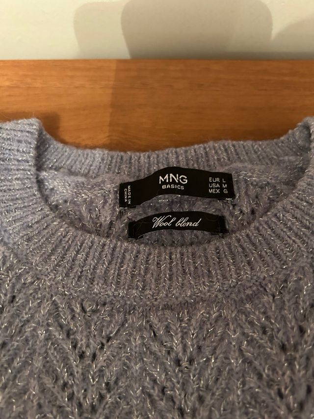 Jersey calado azul lurex