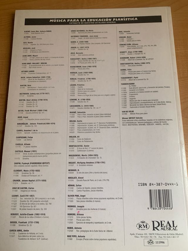 Libro ejercicios piano de Clementi