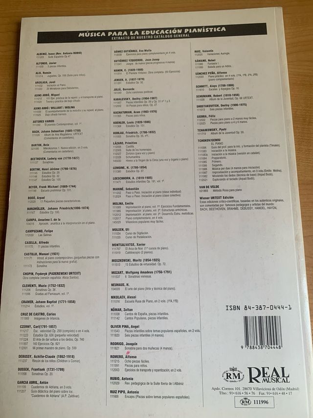 Libro ejercicios piano de Clementi