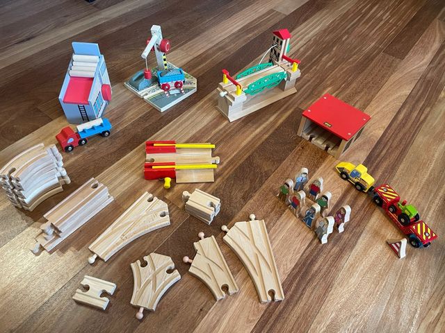 Accesorios tren madera: puente levadizo co