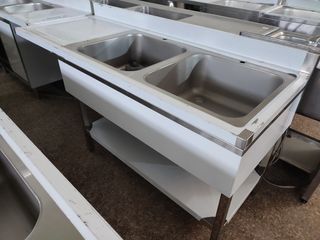 FREGADERO DOBLE DE ACERO INOX NUEVO 1,8M