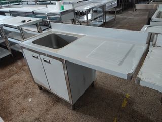 FREGADERO CON PUERTAS NUEVO ACERO INOX 1,4M 