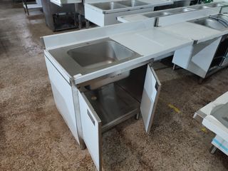 FREGADERO CON PUERTAS NUEVO ACERO INOX 1,4M 