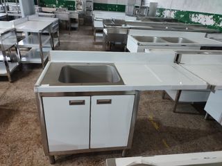 FREGADERO CON PUERTAS NUEVO ACERO INOX 1,4M 