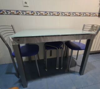 Mesa Cocina Cristal Extensible