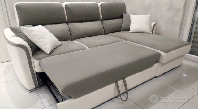 Divanoletto con penisola bianco e grigio