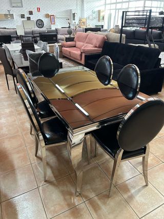 CONJUNTO DE MESA MODERNA + 6 SILLAS ¡NUEVO!