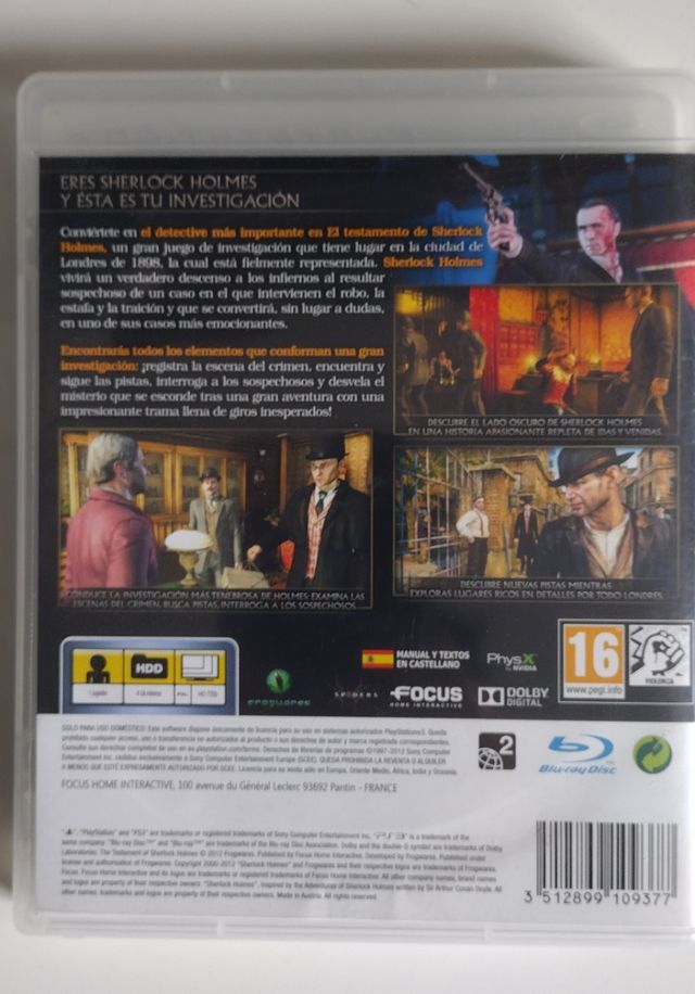 Juego PS3 El Testamento Sherlock Holmes