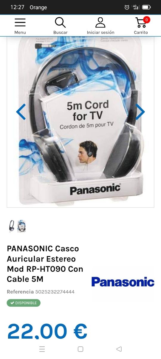 Cascos auricular Panasonic 5m