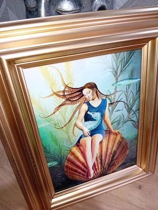 Quadro surrealista Donna seduta in mare