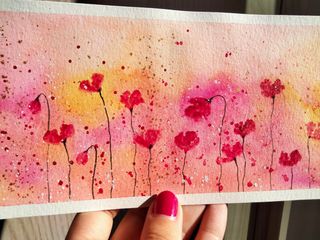 Dipinto fiori rossi papaveri handmade