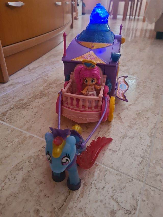 Carroza pinypon,  princesas y unicornio