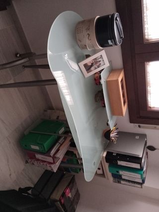 Mesa escritorio con lateral abatible cristal templ