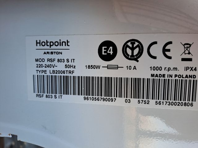 Hotpoint rsf803 S impianto scarico